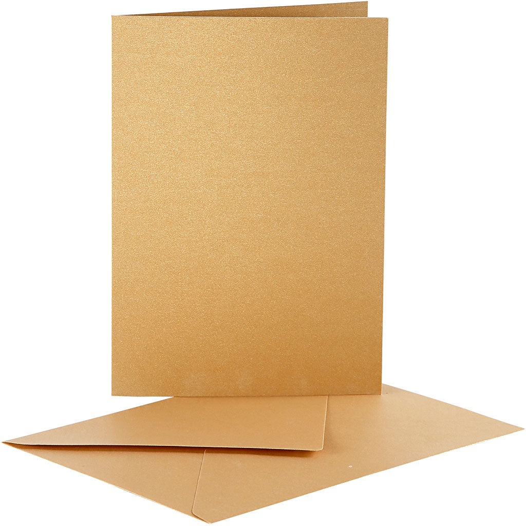 Pearlescent Cards & Envelopes, card size 10,5x15 cm, envelope size 11,5x16,5 cm, gold, 10set