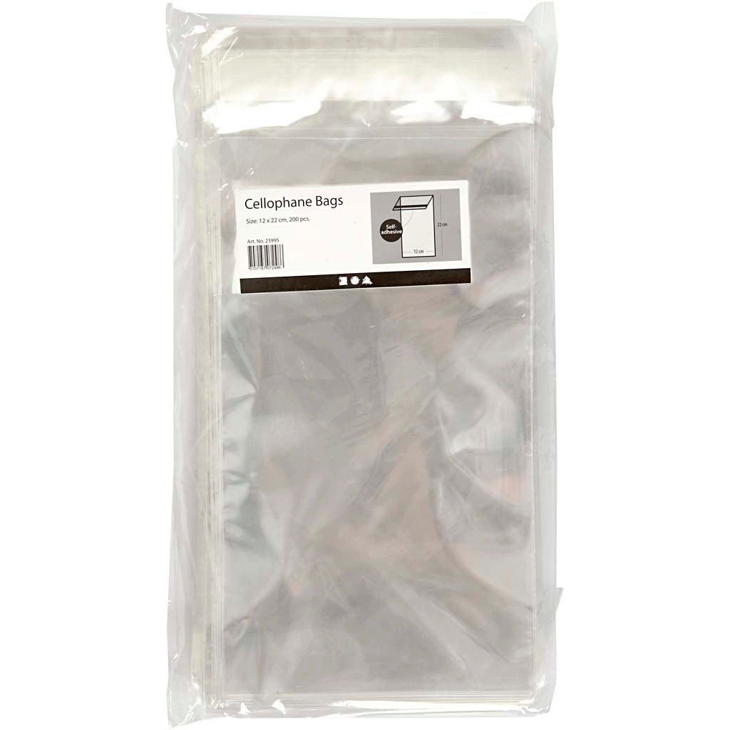 Sachet Cellophane, H : 22 cm, L : 12 cm, ép. 25 my, 200 pièces/ 1 Pq. [HOB-23995]