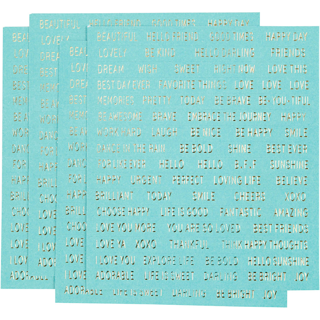 Stickers, sheet 10x11,5 cm, turquoise, 4 pc