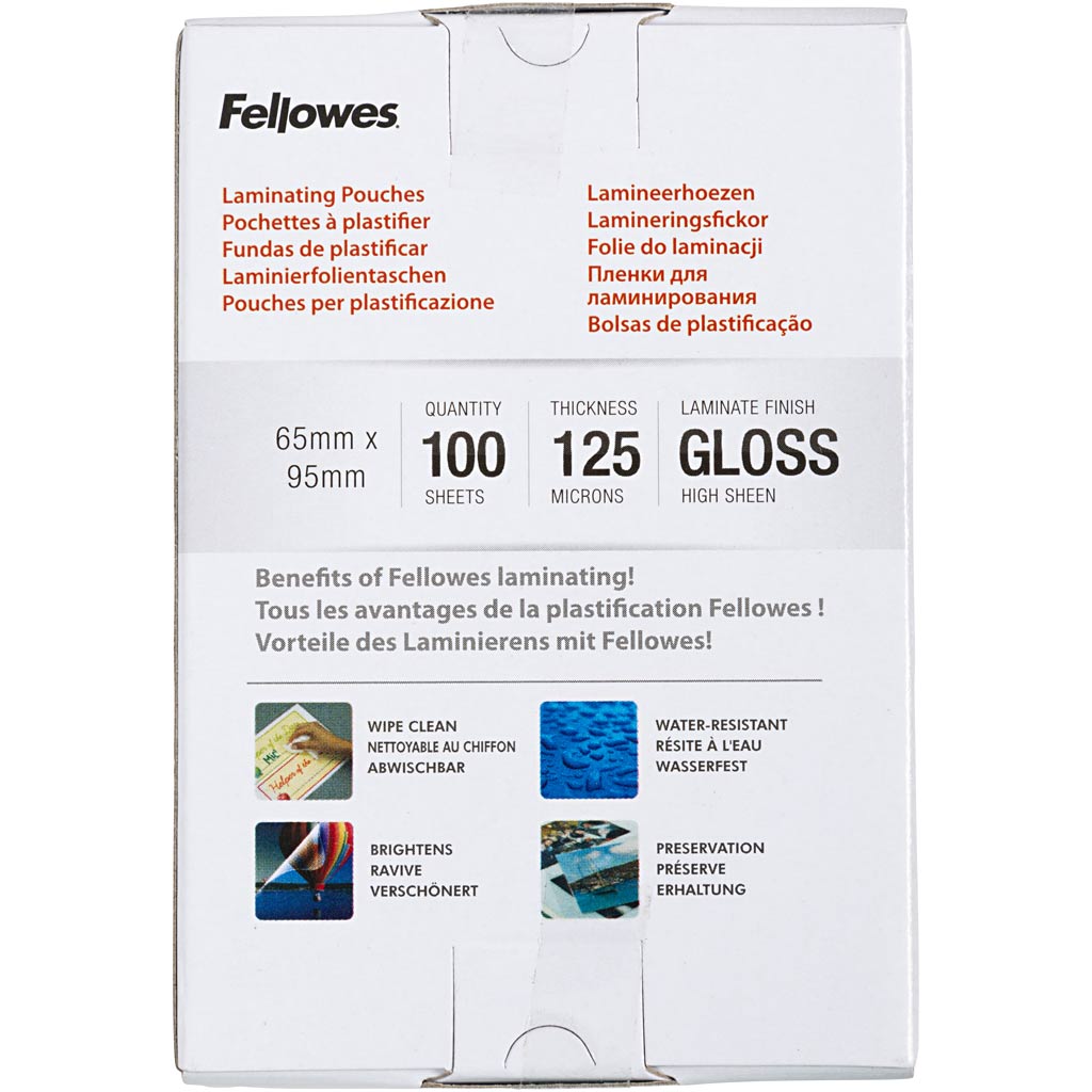 Laminiertaschen, Größe 65x95 mm, Dicke 125 my, Transparent, 100 Stk/ 1 Pck [HOB-250110]