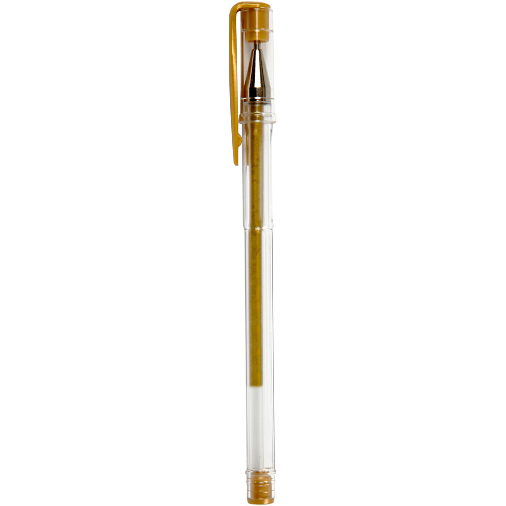 Gel Pens, line 0,8 mm, gold, 6 pc