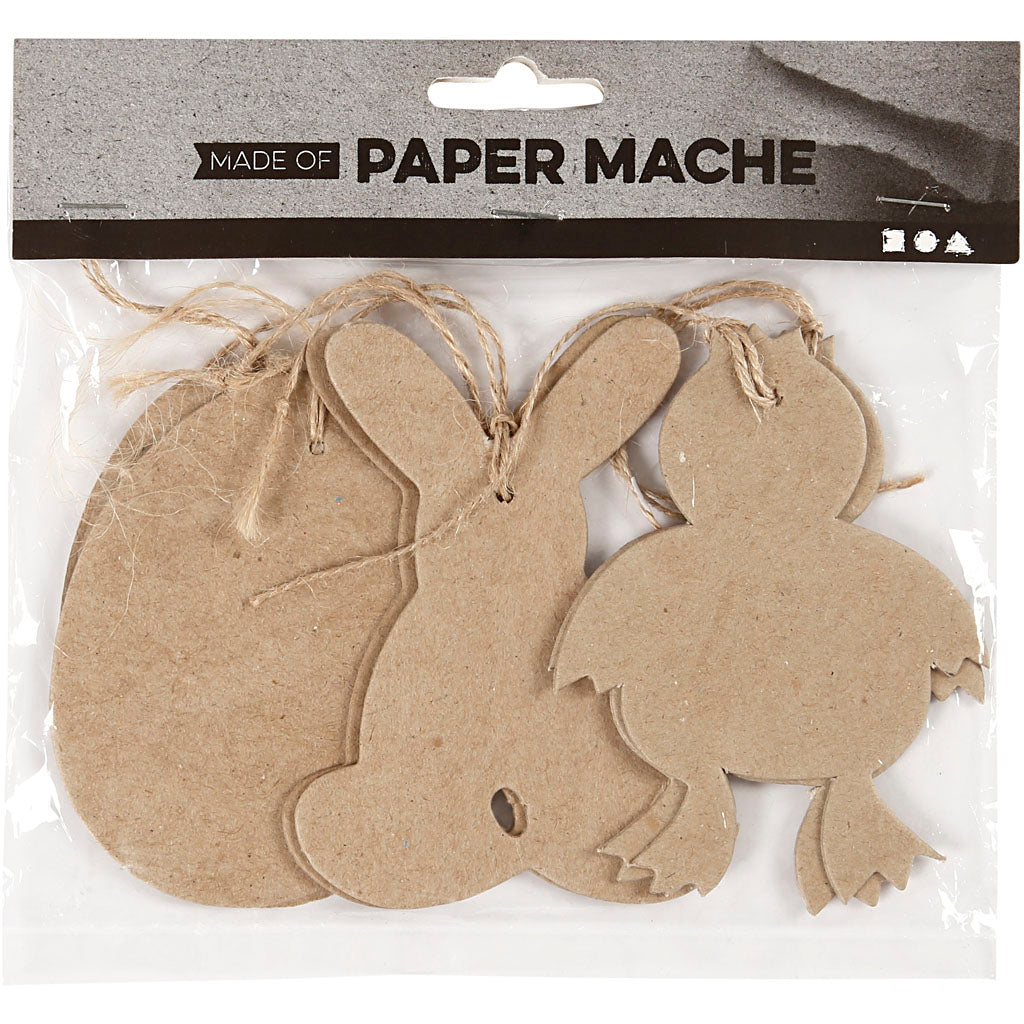 Décorations de Pâques à suspendre, lapin, poulet, oeuf, H : 10 cm, 6 pièces/ 1 Pq. [HOB-267343]