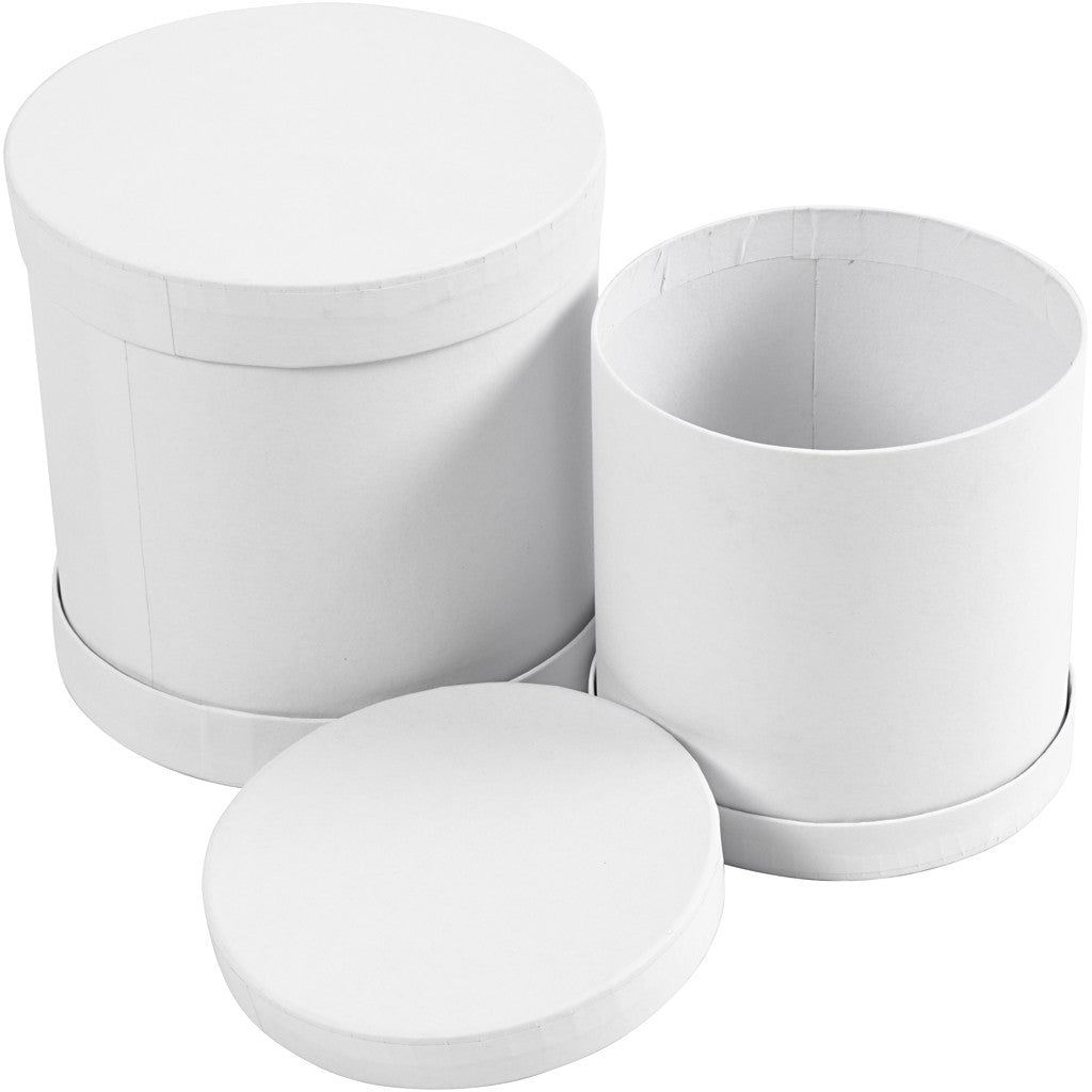 Boîtes tambour, H : 11+13 cm, d 11+13 cm, blanc, 1 set [HOB-26804]