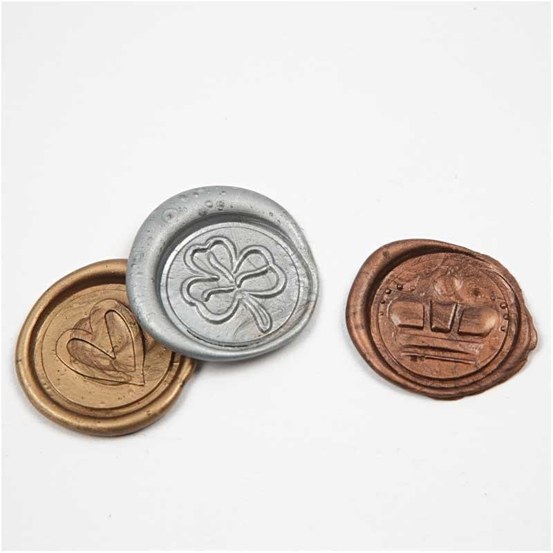 Siegelwachsstange, Gold, Silber, Bronze, L 10 cm, 3 Stk/ 1 Pck [HOB-27026]