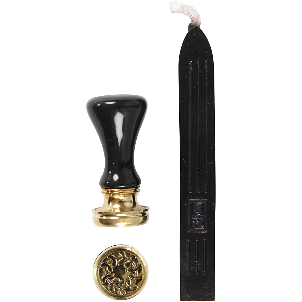 Set per sigillo di cera, diam 17 mm, nero, 1 set [HOB-270284]