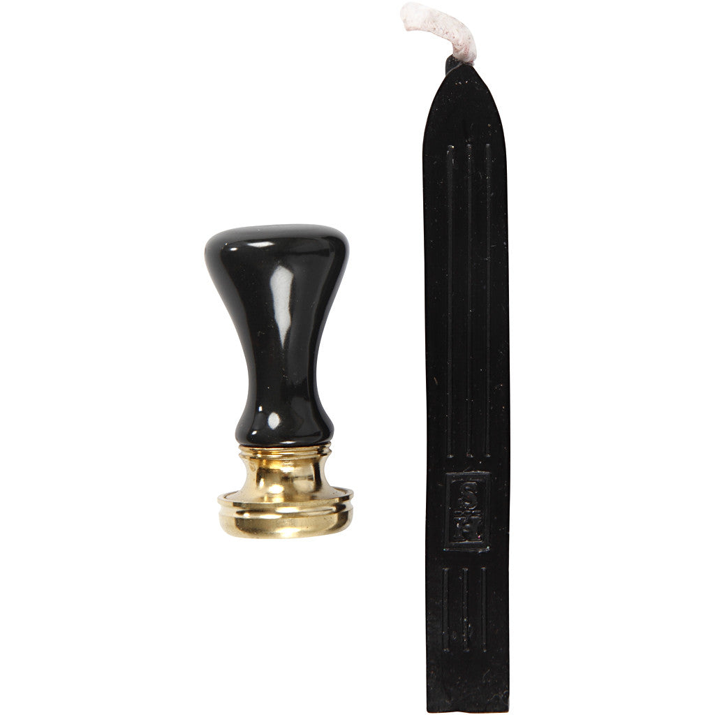 Set per sigillo di cera, diam 17 mm, nero, 1 set [HOB-270284]