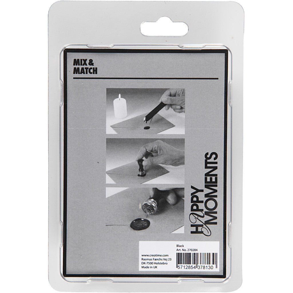 Set per sigillo di cera, diam 17 mm, nero, 1 set [HOB-270284]