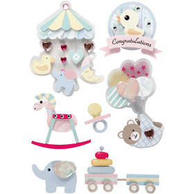 Autocollants 3D, bébé, H : 25-70 mm, L : 20-55 mm, ép. 7 mm, 8 pièces/ 1 Pq. [HOB-27095]