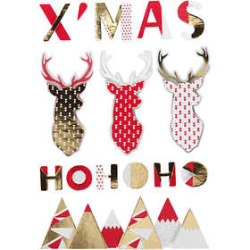 Stickers 3D, renna, H: 15-62 mm, L: 14-100 mm, spess. 5 mm, 15 pz/ 1 conf. [HOB-27097]