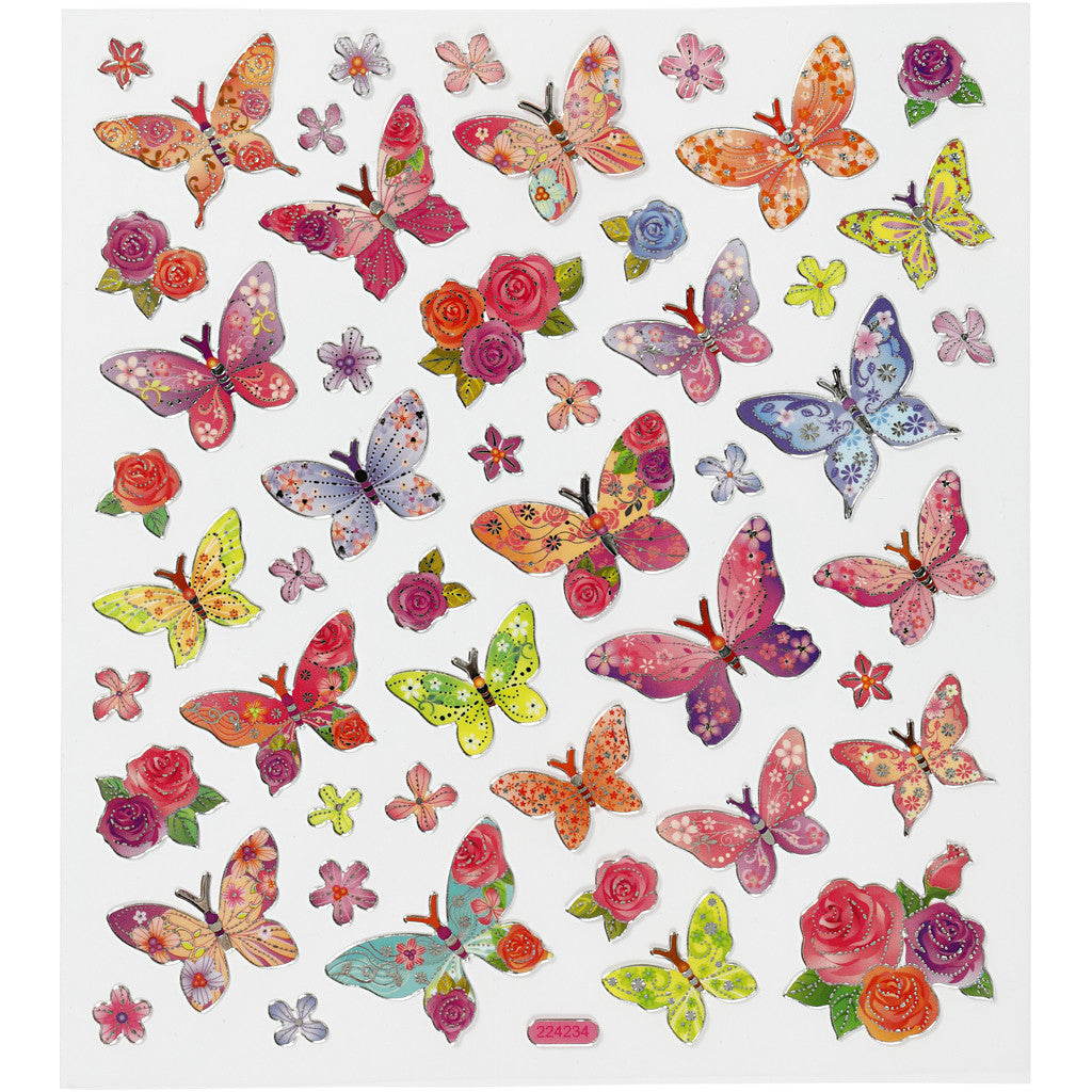 Autocollants, papillons, feuille 15x16,5 cm, 1 flles [HOB-27195]