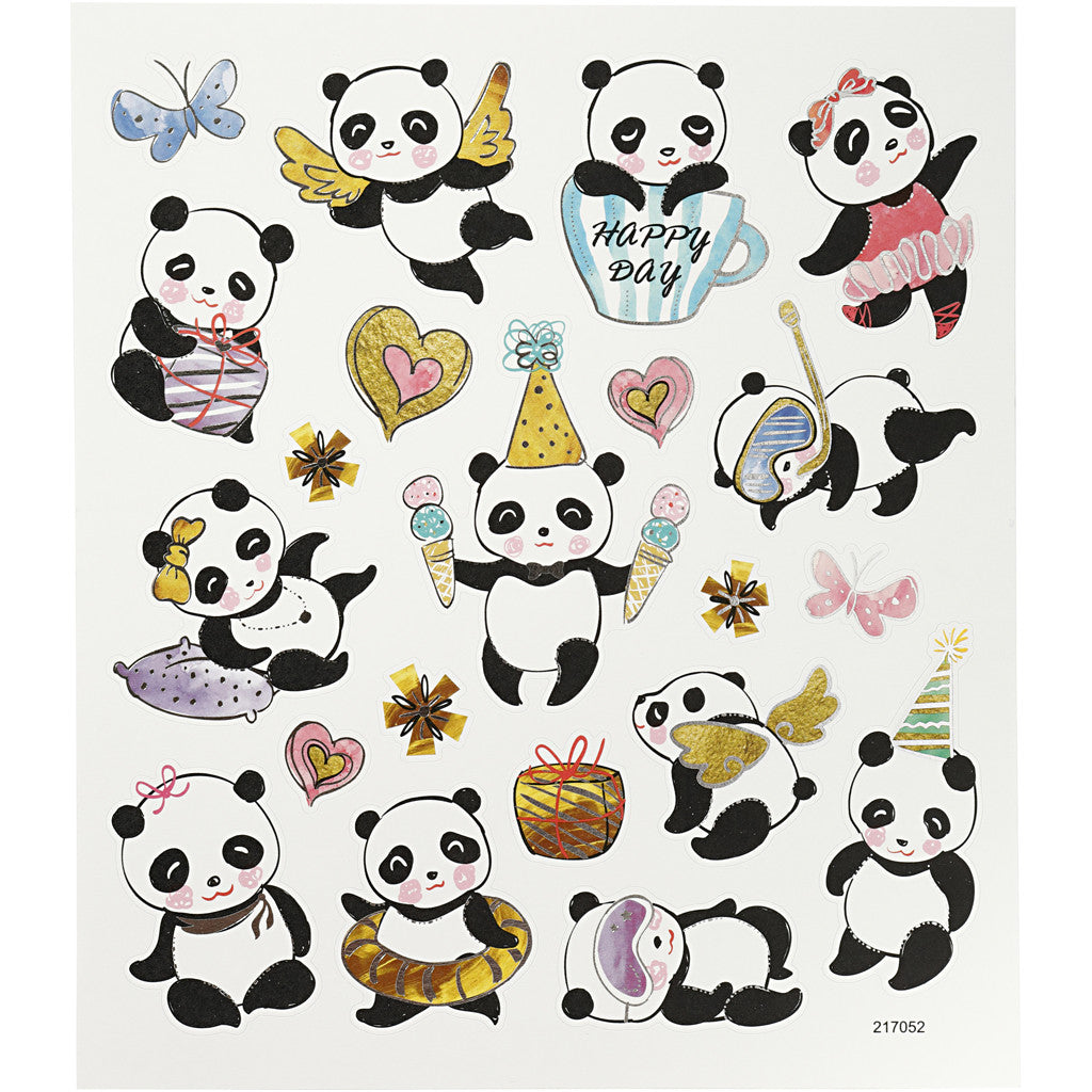 Adesivi, panda, foglio 15x16,5 cm, 1 fgl. [HOB-27196]