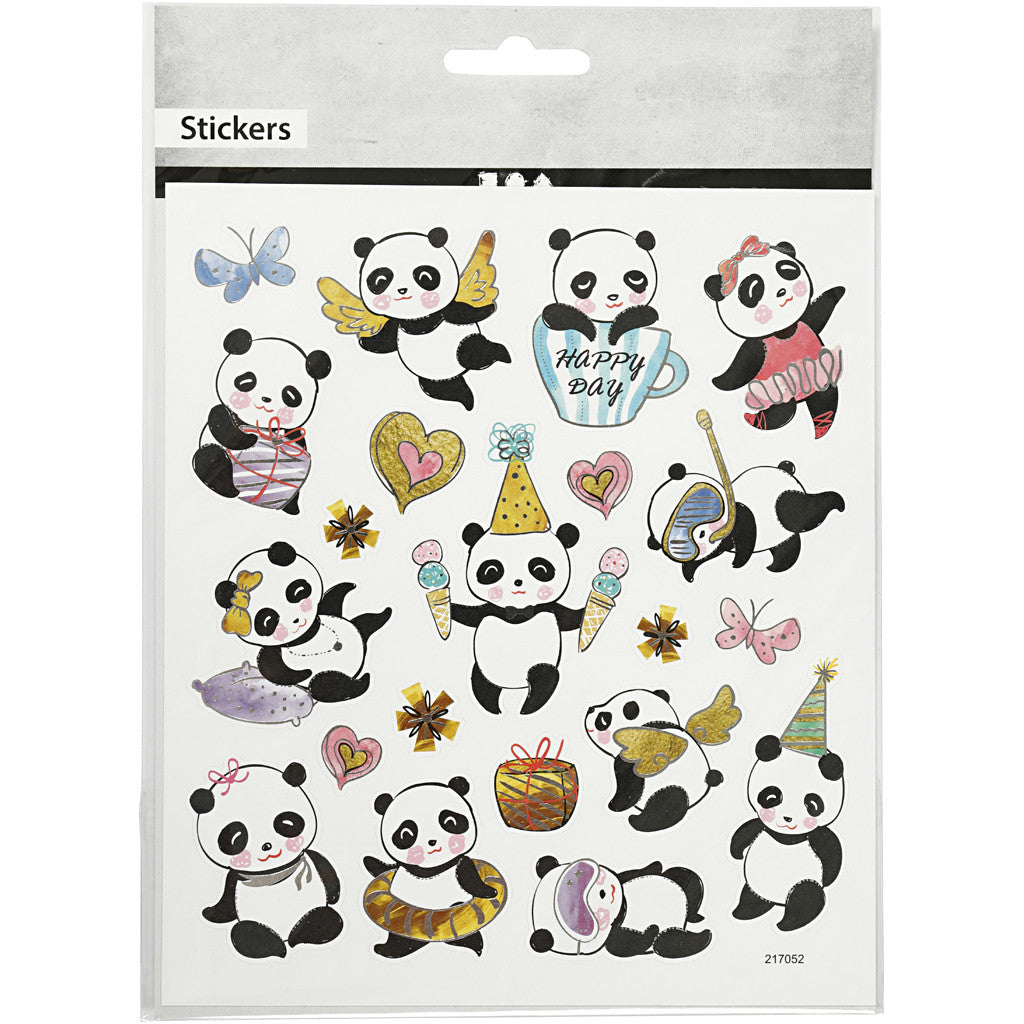 Adesivi, panda, foglio 15x16,5 cm, 1 fgl. [HOB-27196]