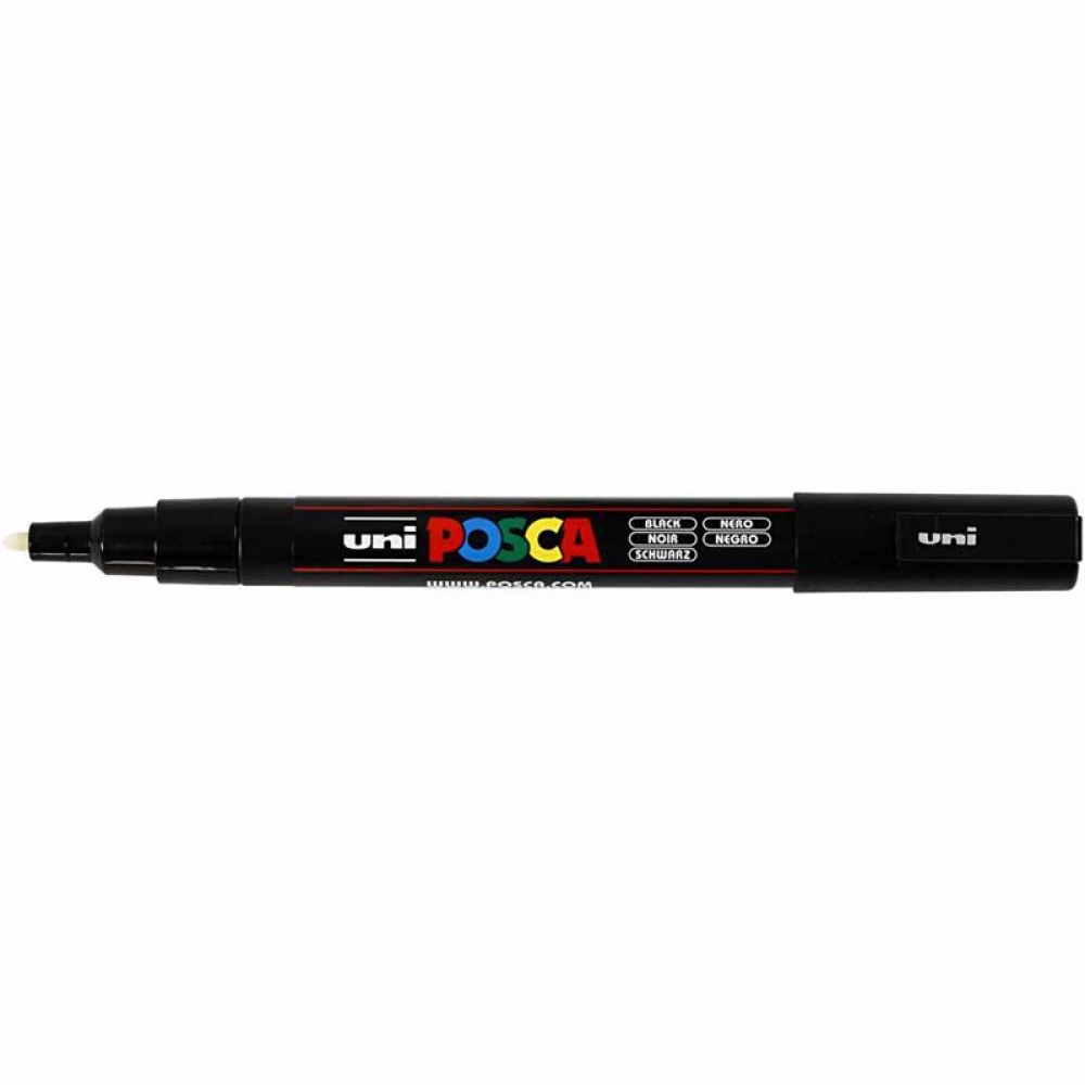 Feutre Posca, dim. PC-3M, trait 0,9-1,3 mm, fin, noir, 1 pièce [HOB-274046]