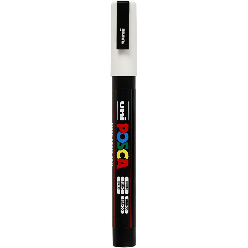 Posca Marker , Nr. PC-3M, Strichstärke 0,9-1,3 mm, fein, Weiß, 1 Stk [HOB-274052]