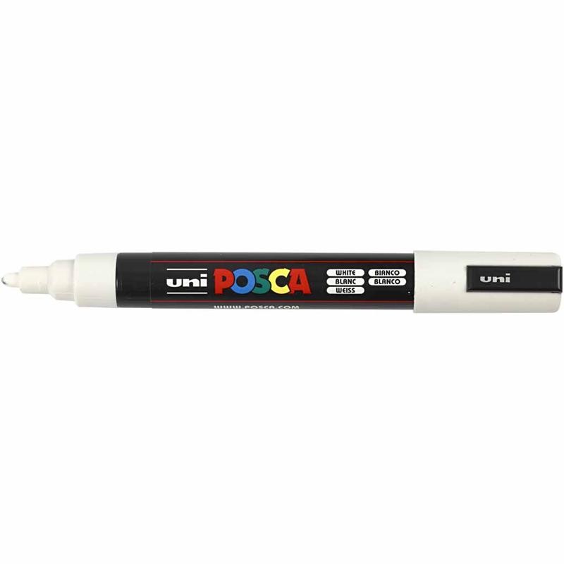 Posca Marker , Nr. PC-5M, Strichstärke 2,5 mm, Medium, Weiß, 1 Stk [HOB-276052]