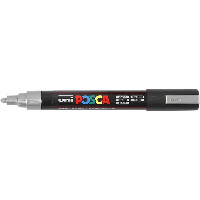 Posca Marker , Nr. PC-5M, Strichstärke 2,5 mm, Medium, Silber, 1 Stk [HOB-276805]