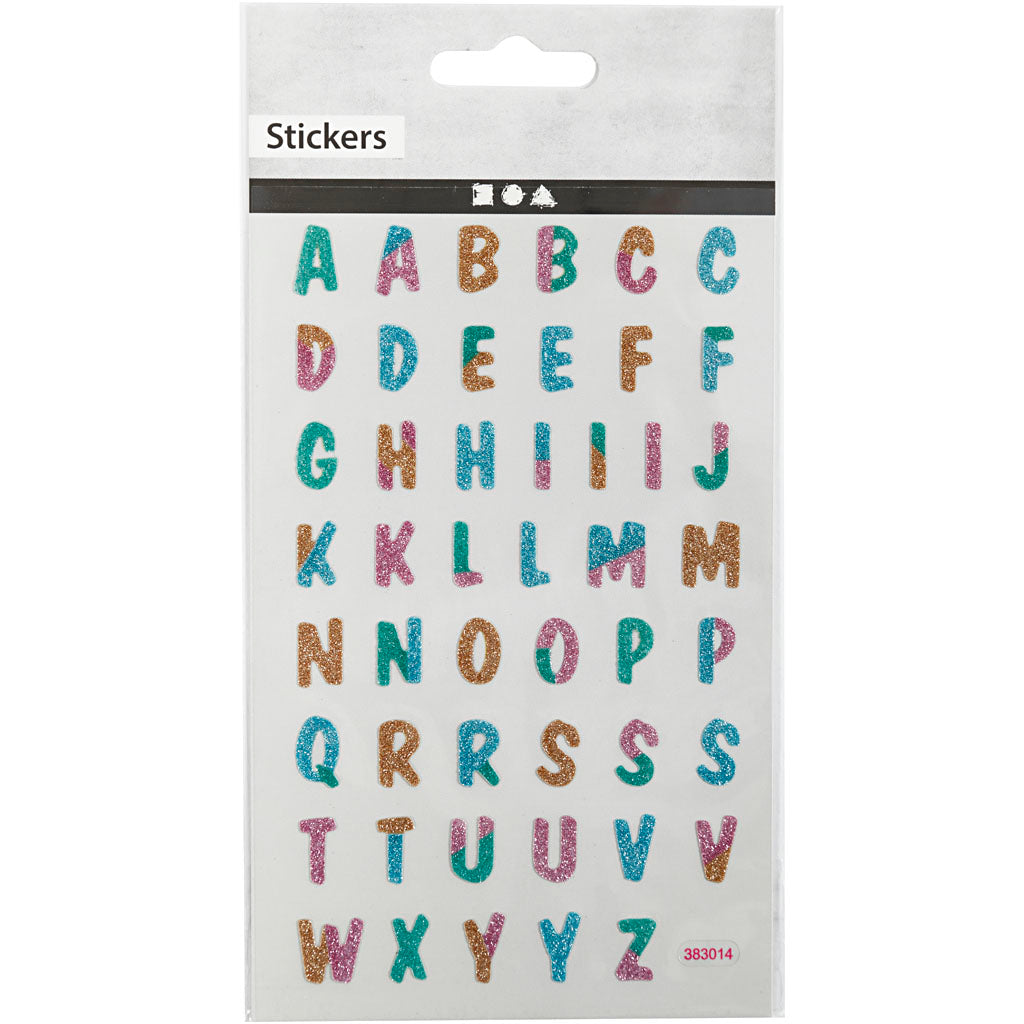 Adesivi glitterati, Lettere, foglio 10x16 cm, 1 fgl. [HOB-280017]
