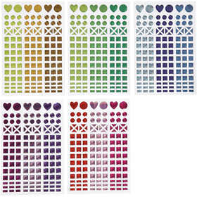 Stickers mosaico, diam 8-14 mm, foglio 11x16,5 cm, colori asst., 10 fgl./ 1 conf. [HOB-28253]