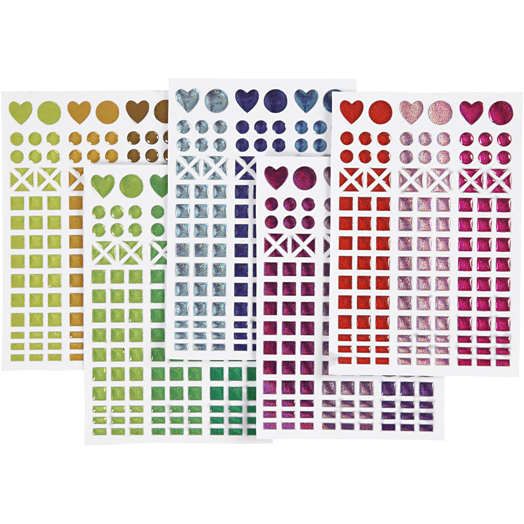 Stickers mosaico, diam 8-14 mm, foglio 11x16,5 cm, colori asst., 10 fgl./ 1 conf. [HOB-28253]