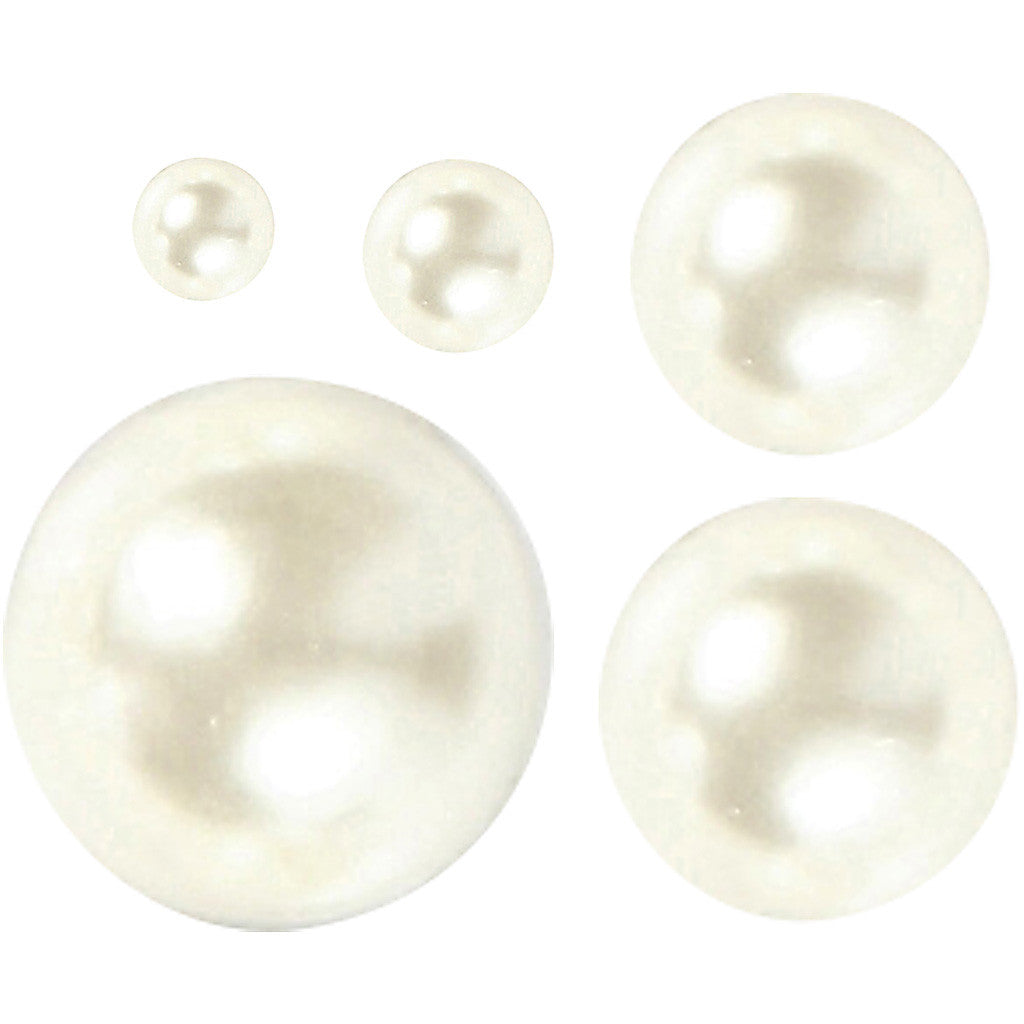 Mezze perle, misura 2-8 mm, bianco, 140 pz/ 1 conf. [HOB-28316]