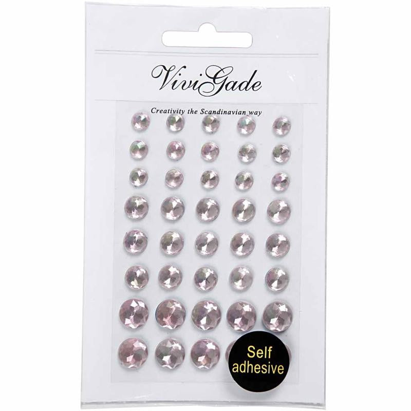 Pierres de strass, dim. 6+8+10 mm, rose, 40 pièces/ 1 Pq. [HOB-28324]