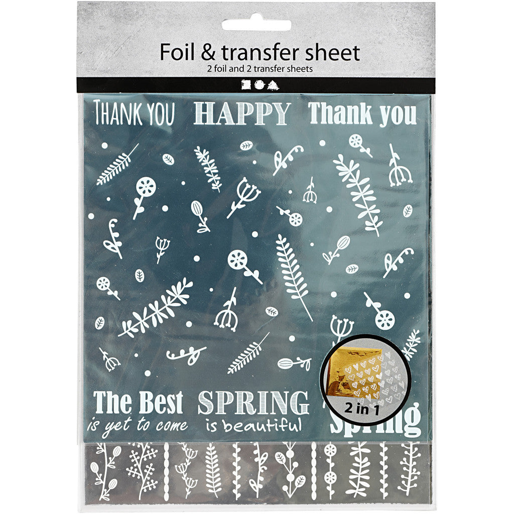 Deco Foil e fogli trasferibili, Fiori di primavera, foglio 15x15 cm, argento, turchese, 2x2 fgl./ 1 conf. [HOB-283554]