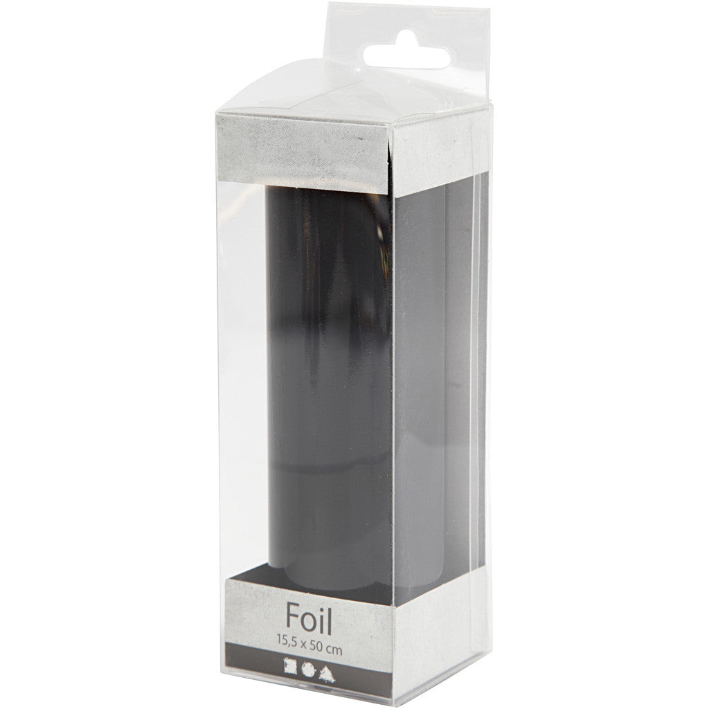 Pellicola decorativa, L: 15,5 cm, spess. 0,02 mm, nero, 50 cm/ 1 rot. [HOB-283571]