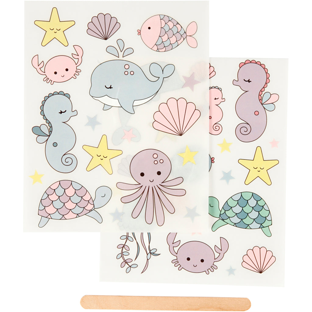 Rub-on Stickers, ocean, sheet 12,2x15,3 cm, 1 pack