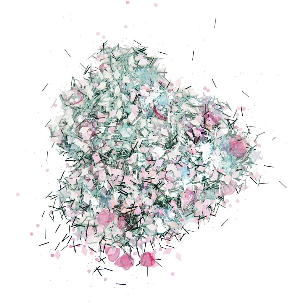 Glitter and Sequin Assortment, pastel colours, 170 g/ 1 tub