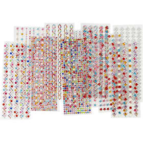 Strassstein-Sticker, D 2-10 mm, Blatt 27x9 cm, Inhalt kann variieren , 12 Bl. sort./ 1 Pck [HOB-28402]