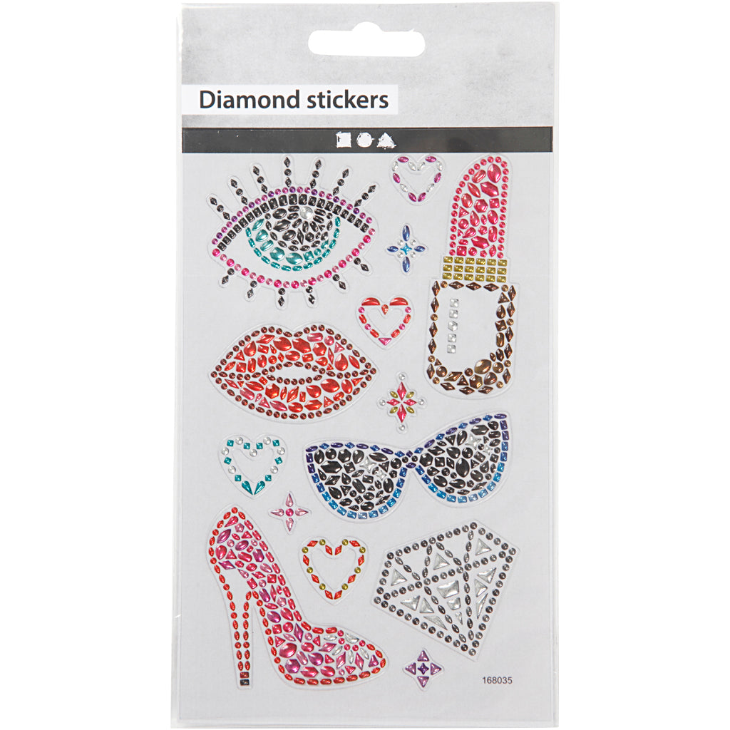Autocollants diamant, prêt pour la fête, feuille 10x16 cm, 1 flles [HOB-284031]