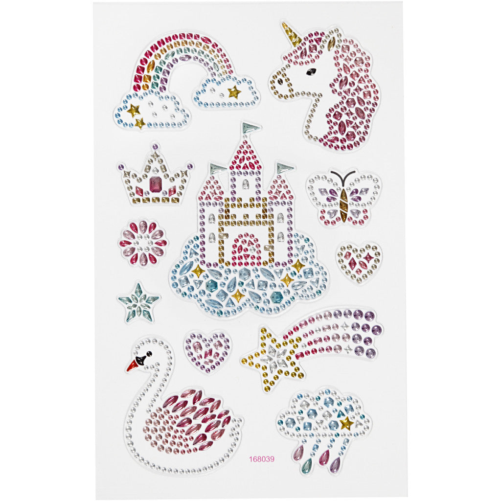 Diamond stickers, unicorn world, sheet 10x16 cm, 1 sheet