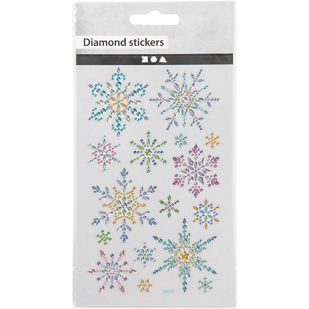 Stickers diamanti, fiocchi di neve, foglio 10x16 cm, 1 fgl. [HOB-284033]