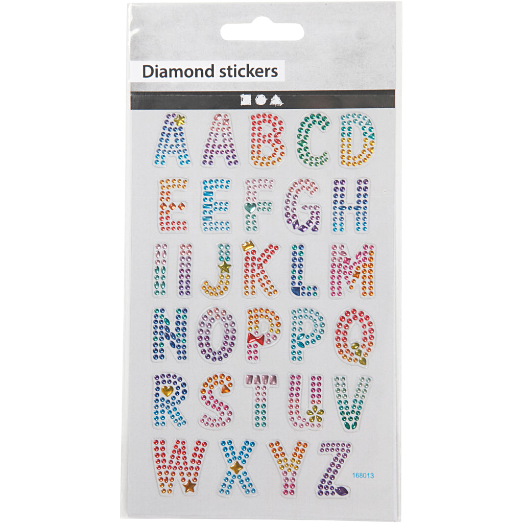 Stickers diamanti, alfabeto, foglio 10x16 cm, 1 fgl. [HOB-284035]