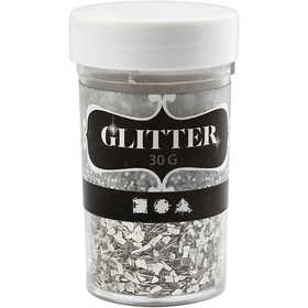 Glitter, Größe 1-3 mm, Silber, 30 g/ 1 Dose [HOB-28431]