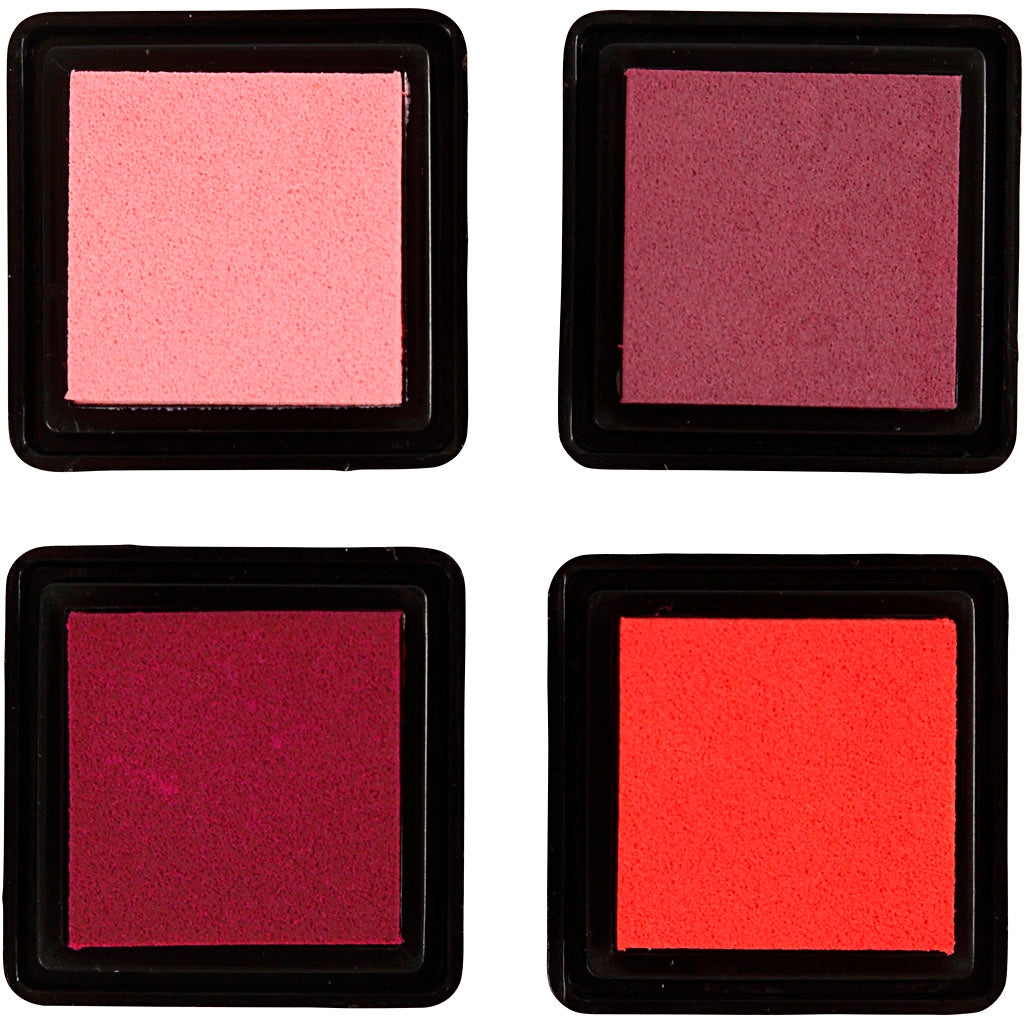 Tampone inchiostrato, H: 2 cm, misura 3,5x3,5 cm, pesca, rosa, rosato chiaro, rosato scuro, 4 pz/ 1 conf. [HOB-285341]
