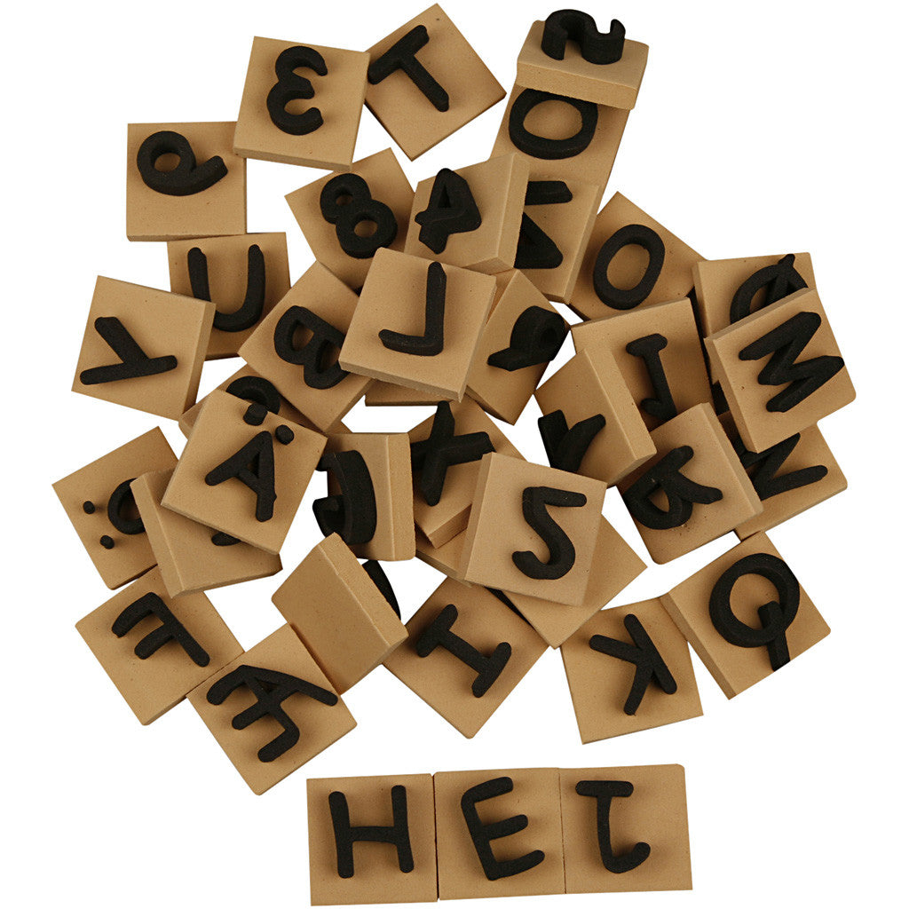 Timbri di gomma, misura 3x3 cm, spess. 13 mm, 42 pz/ 1 conf. [HOB-28548]