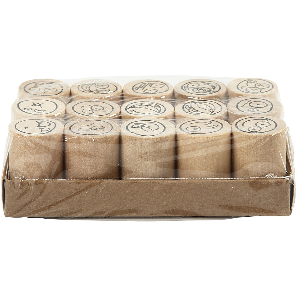 Timbri Decorativi, smiley, H: 26 mm, diam 20 mm, 15 pz/ 1 conf. [HOB-28581]