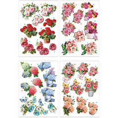 Motivi decoupage 3D, fiori , foglio 21x30 cm, 4 fgl./ 1 conf. [HOB-28703]