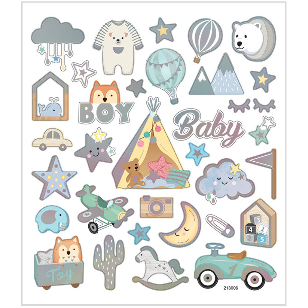 Sticker, Baby Boy, Blatt 15x16,5 cm, ca. 32 Stk, 1 Bl. [HOB-28883]
