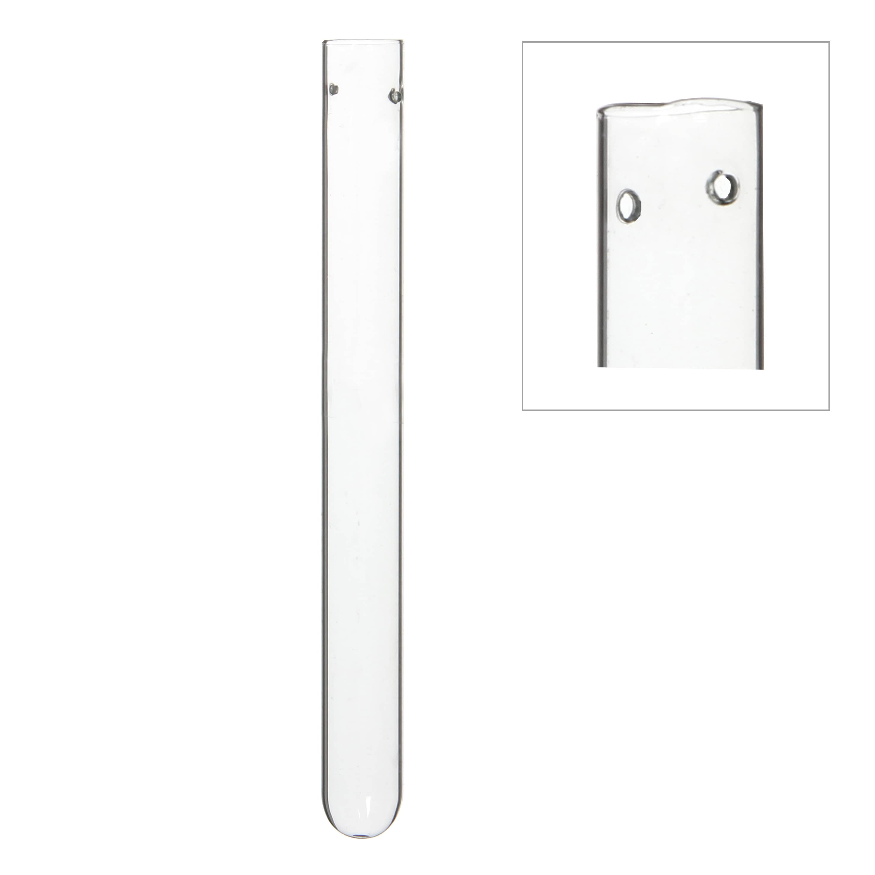 Glass Test tube 2cm diameter 20cm high, with 2 holes (set of 12 pcs)