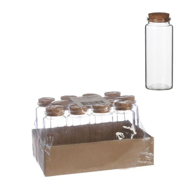 Glass Storage Cylinder with cork Ø 4.5cm and 12.5cm tall (12 pcs)