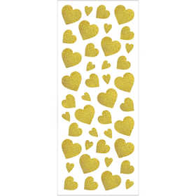 Glitzeraufkleber, Herzen, Blatt 10x24 cm, ca. 84 Stk, Gold, 2 Bl./ 1 Pck [HOB-29156]