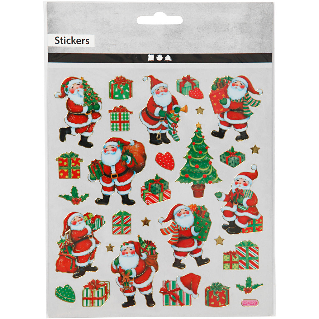 Autocollants, Figurines classiques de Noël, feuille 15x16,5 cm, ca. 29 pièce, 1 flles [HOB-291851]