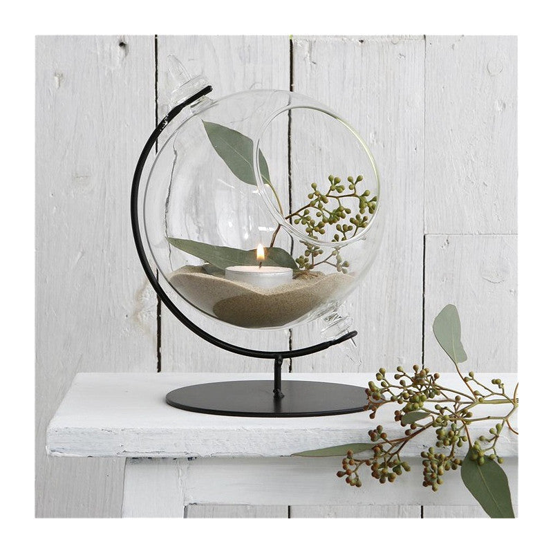 Globe en verre pour bougie chauffe-plat avec support Ø 15 cm, H. 21 cm (1 pièce) [IFS-29292]