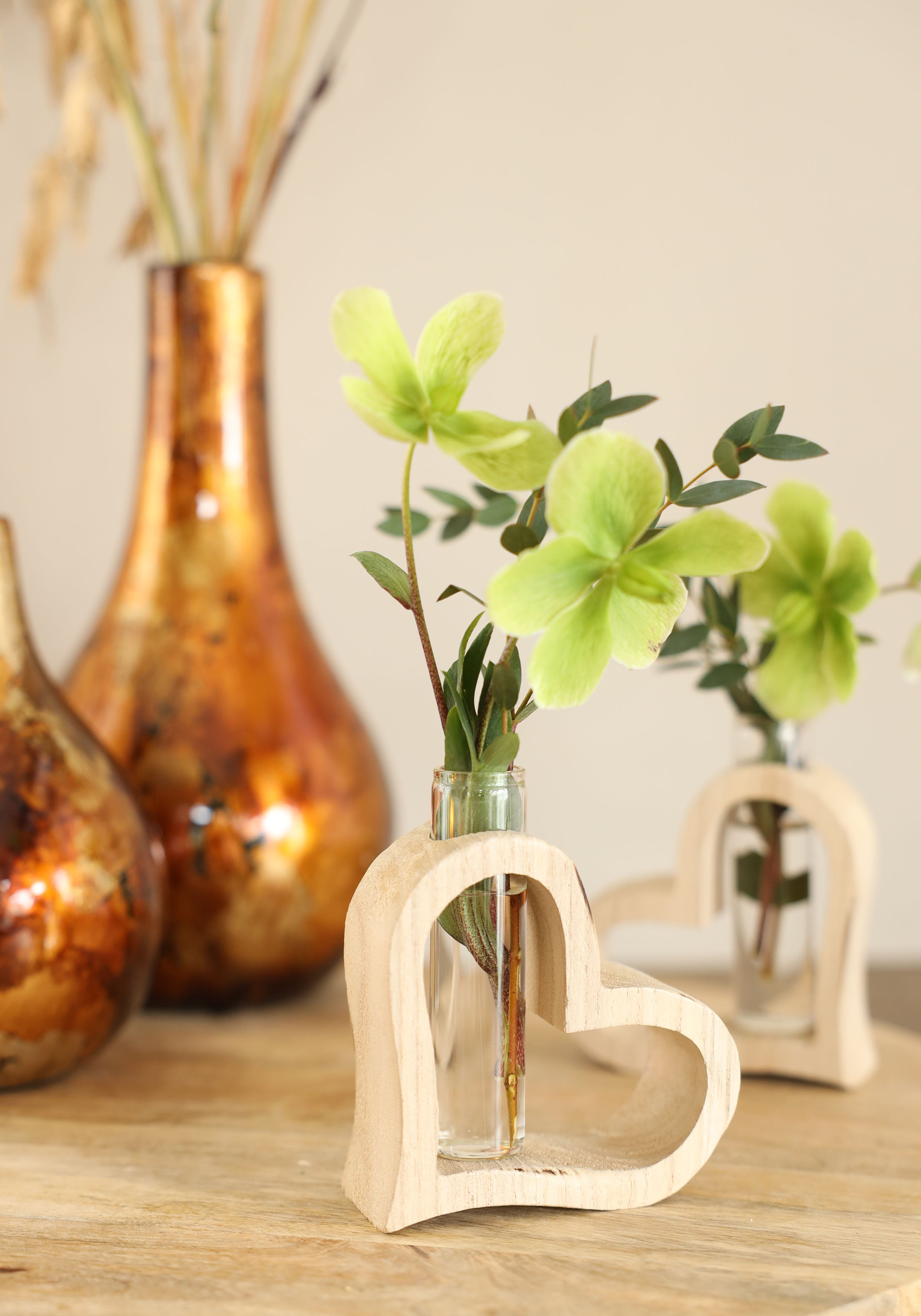 Cuore di legno con tubo da laboratorio 10 x 5 h.11 cm (6 pz) [IFS-29638]