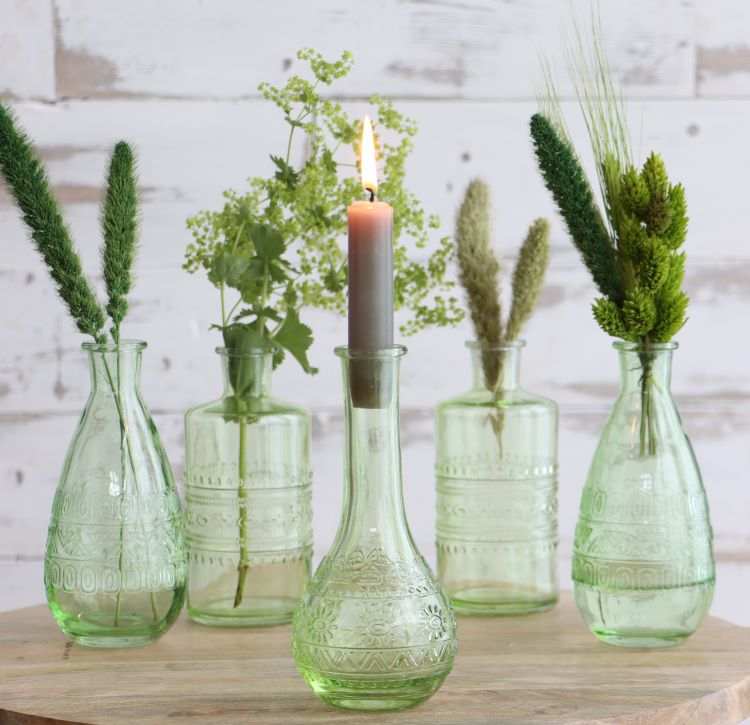 Blumenvasen Porto Ø7.5cm | H: 14.5cm Grün (12 Stück) [IFS-29745]