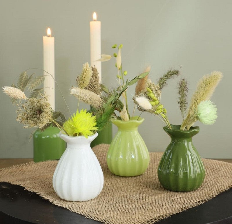 Vase à fleurs Ø7 h: 9 cm Vert assorti (12 Pcs) [IFS-29805]