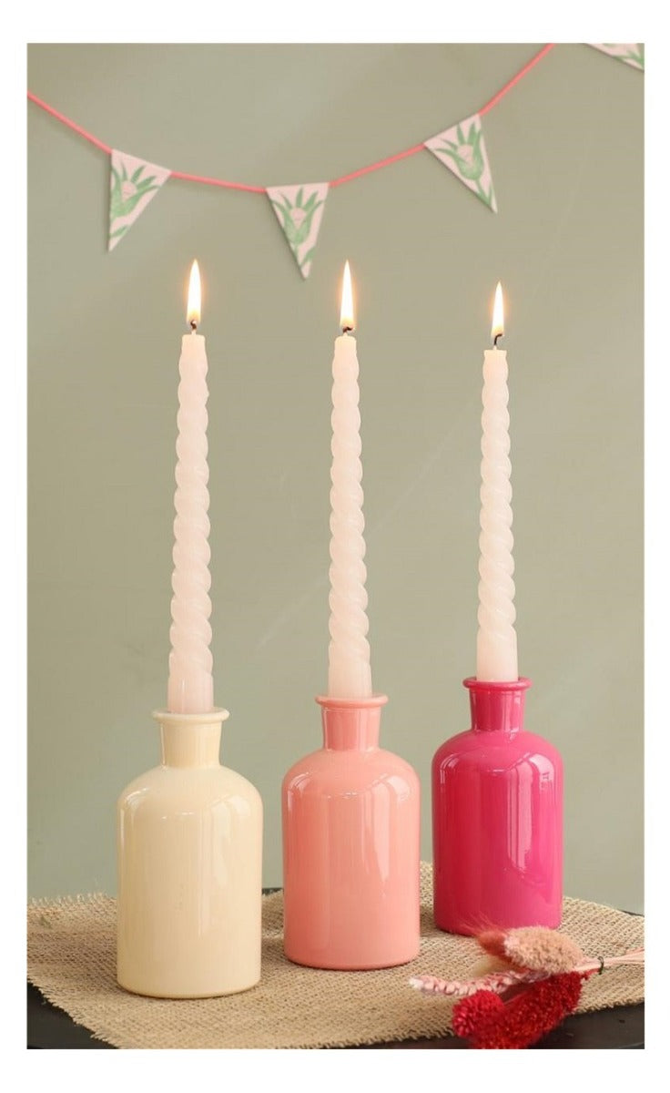 Bouteilles en verre Ø7 h: 12 cm Assorti Rose (12 Pcs) [IFS-29806]