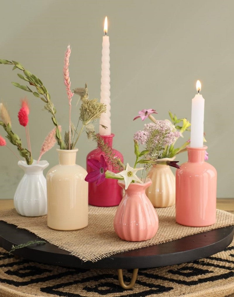 Glasflasche Ø7 h: 12 cm Assorti Rosa (12 Stück) [IFS-29806]